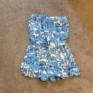 Lilly Pulitzer Blue and White Floral romper small